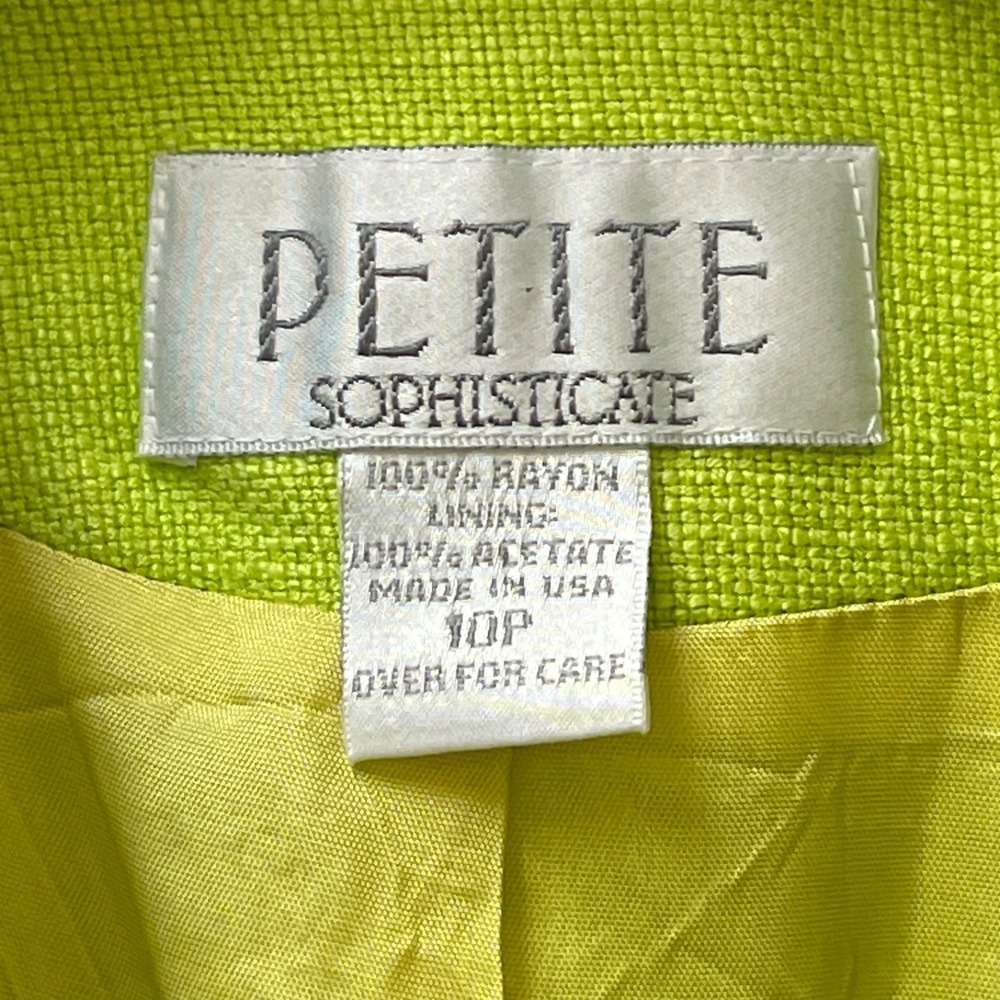 Vintage Petite Sophisticate Women's 10P Lime Green Blazer Rayon 80's - Picture 3 of 14